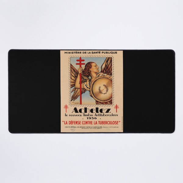 Item preview, Vintage French Art Deco Poster | 1936 Anti-Tuberculosis Stamps | Lorraine Cross & Angelic Figure | Public Health Advocacy designed and sold by artofuniverse.
