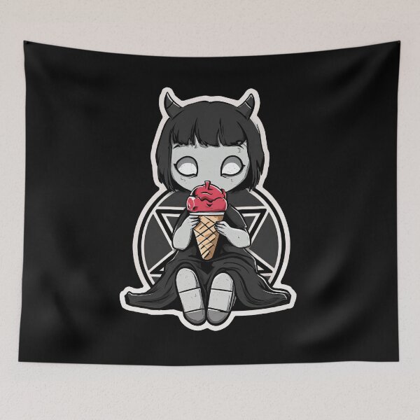 Item preview, Goth Girl with Ice Cream — Cute Dark Aesthetic Design designed and sold by SleekLineSketches.