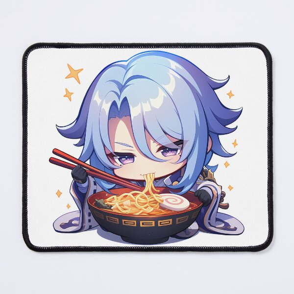 Item preview, Kamisato Ayato Noble Chibi Eating Ramen Genshin Impact Anime designed and sold by Raslbazola.