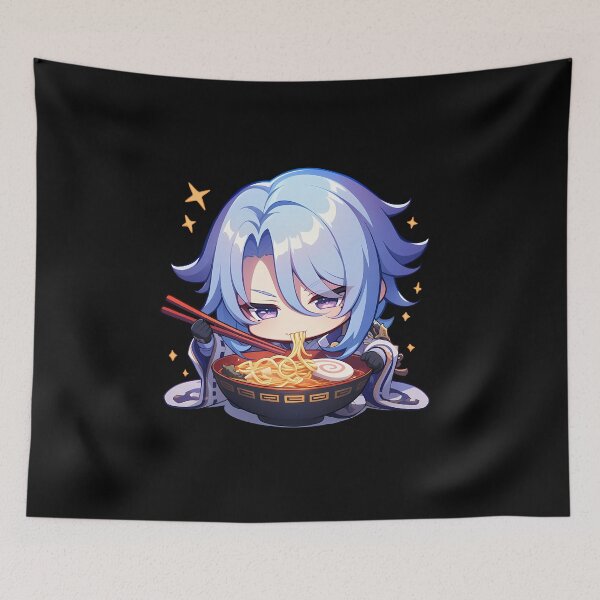 Item preview, Kamisato Ayato Noble Chibi Eating Ramen Genshin Impact Anime designed and sold by Raslbazola.