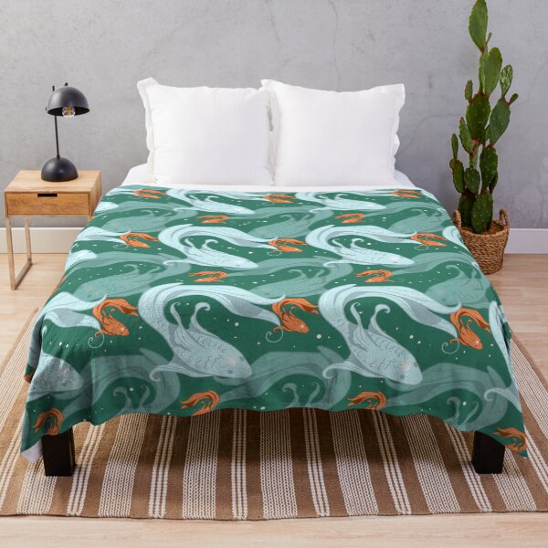 Item preview, Eastern vibes Lucky fishes with green background designed and sold by dreamseller88.