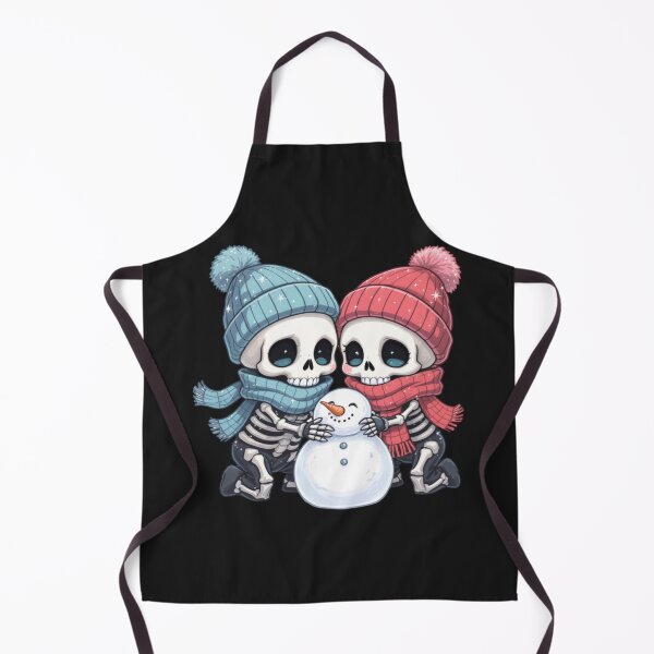 Item preview, Skeleton Couple Building a Snowman | Cute Kawaii Chibi Spooky Christmas Art designed and sold by ColorSplash123.
