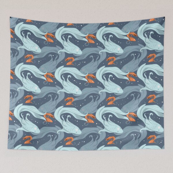 Item preview, Eastern vibes Lucky fishes with blue background  designed and sold by dreamseller88.