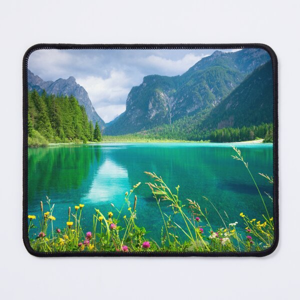 Item preview, Landscape of Lake Dobbiaco and flowers. Dolomites, Italy designed and sold by Stefano Orazzini.