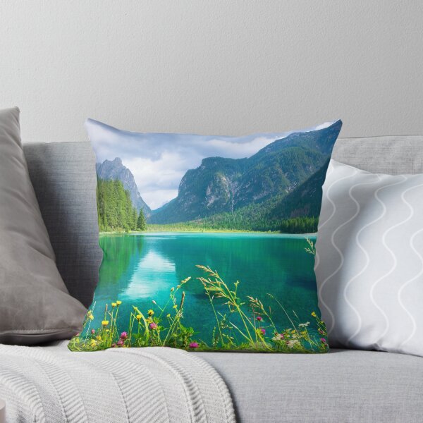 Item preview, Landscape of Lake Dobbiaco and flowers. Dolomites, Italy designed and sold by Stefano Orazzini.