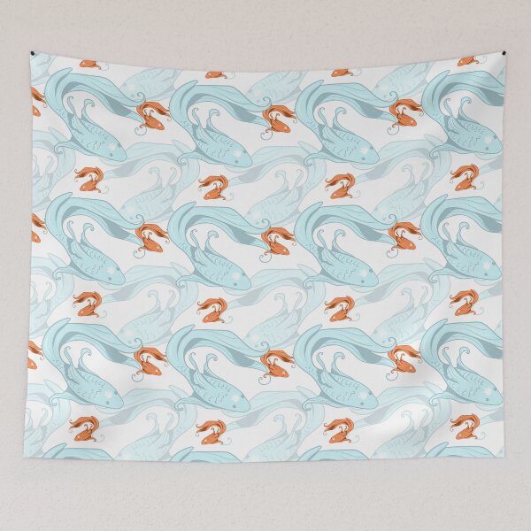 Item preview, Eastern vibes Lucky fishes with blue background  designed and sold by dreamseller88.