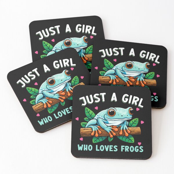 Item preview, Just a Girl Who Loves Frogs – Cute Cartoon Frog Design with Leaves designed and sold by TinaMDedrick.