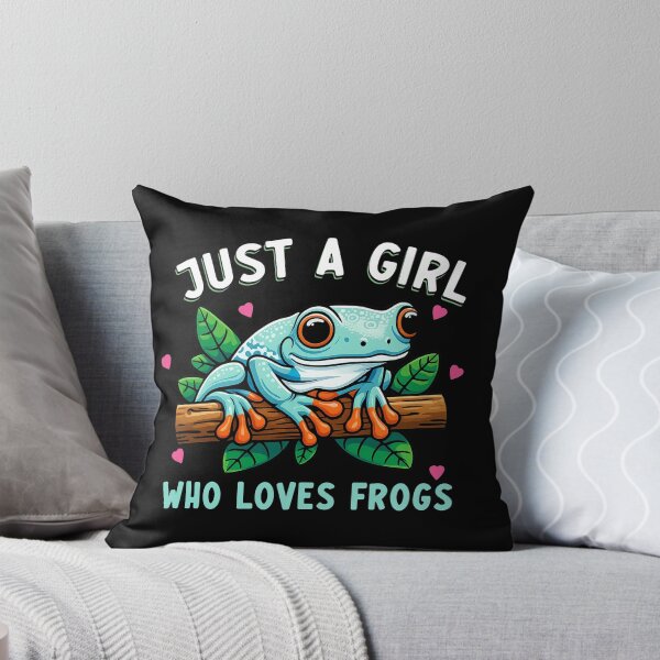 Item preview, Just a Girl Who Loves Frogs – Cute Cartoon Frog Design with Leaves designed and sold by TinaMDedrick.