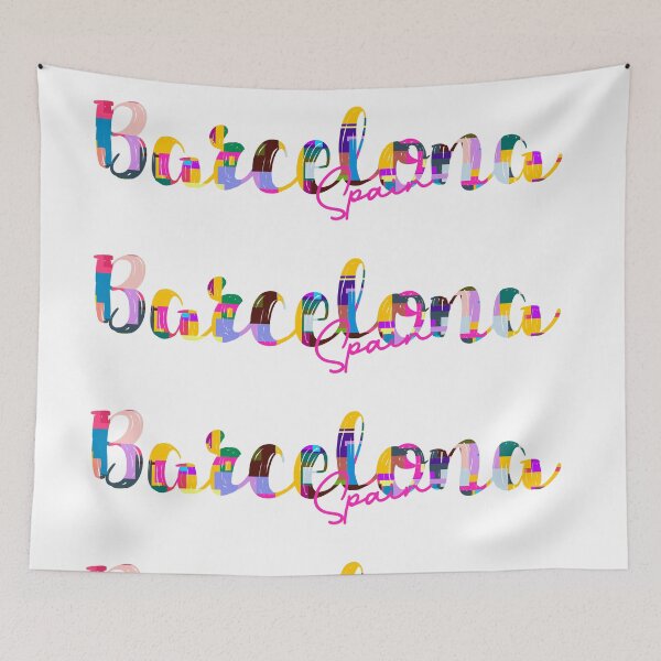 Item preview, Barcelona, Spain, Vibrant Abstract City Typography Art designed and sold by Wanderful-roads.