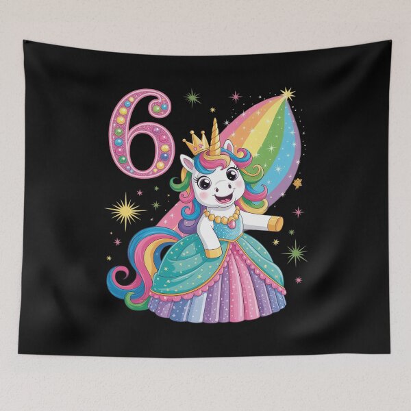 Item preview, Unicorn Princess 6th Birthday 6 Year Old Party Girls Outfit designed and sold by HuValverdeArt.