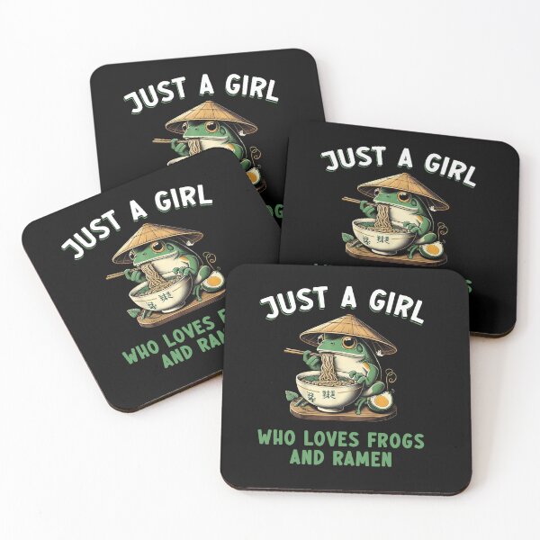 Item preview, Just a Girl Who Loves Frogs and Ramen – Cute Frog Eating Noodles Design designed and sold by TinaMDedrick.
