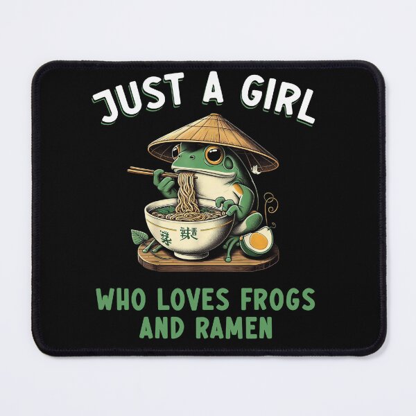Item preview, Just a Girl Who Loves Frogs and Ramen – Cute Frog Eating Noodles Design designed and sold by TinaMDedrick.