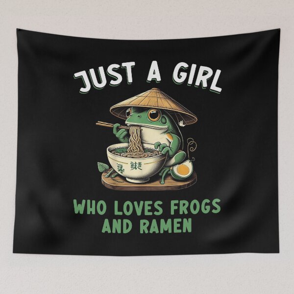 Item preview, Just a Girl Who Loves Frogs and Ramen – Cute Frog Eating Noodles Design designed and sold by TinaMDedrick.