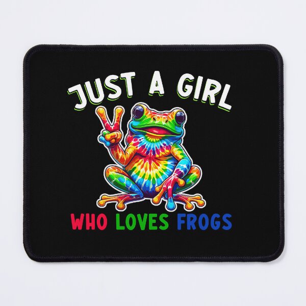 Item preview, Just a Girl Who Loves Frogs – Colorful Tie-Dye Frog with Peace Sign designed and sold by TinaMDedrick.