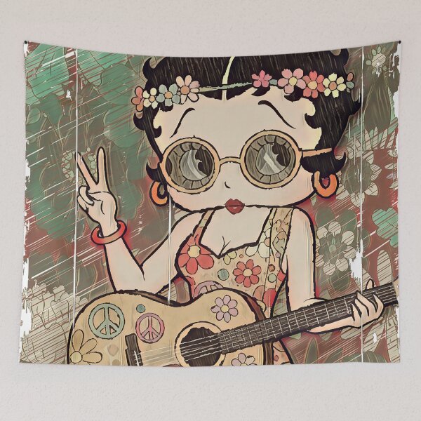 Item preview, Peace and Love Boop - Hippie Flower Power Art designed and sold by Hen-C-Art.