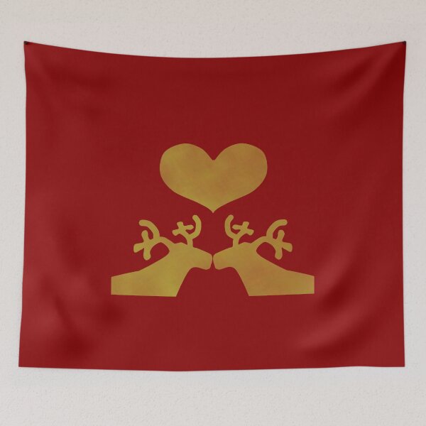 Item preview, Golden Reindeer couple on red - Calm, Sensory-Friendly designed and sold by CreaTwinkles.
