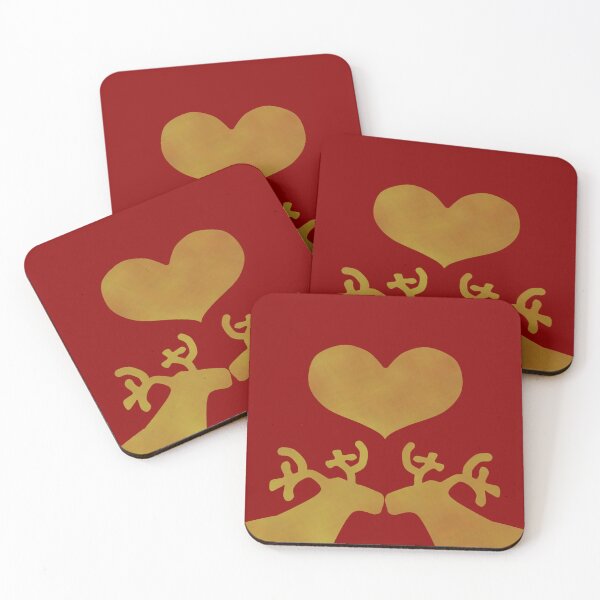 Item preview, Golden Reindeer couple on red - Calm, Sensory-Friendly designed and sold by CreaTwinkles.