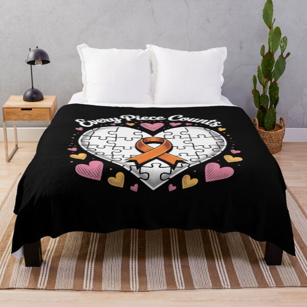 Item preview, Every Piece Matters Orange Ribbon Heart Puzzle designed and sold by petrichorsworld.