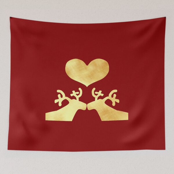 Item preview, Golden Reindeer couple on red - Calm, Sensory-Friendly designed and sold by CreaTwinkles.