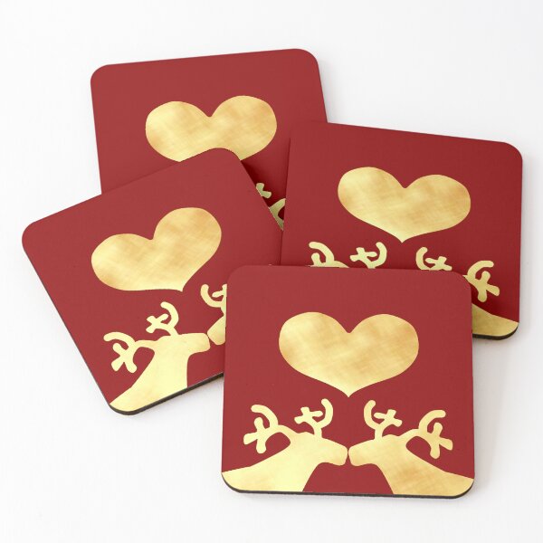 Item preview, Golden Reindeer couple on red - Calm, Sensory-Friendly designed and sold by CreaTwinkles.