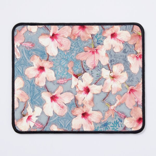Item preview, Shabby Chic Hibiscus Patchwork Pattern in Pink & Blue designed and sold by micklyn.