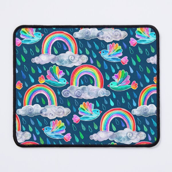 Item preview, Spring Showers and Rainbow Birds on Navy Blue designed and sold by micklyn.