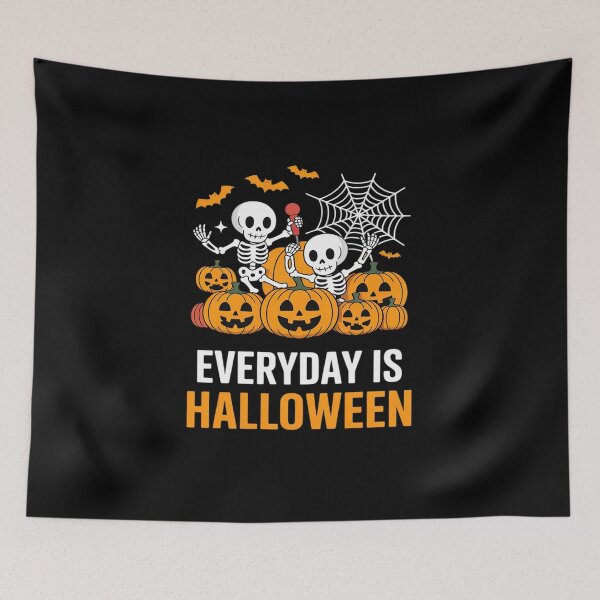 Item preview, Everyday Halloween Dog Groomer Skeleton On Carved Pumpkins designed and sold by petrichorsworld.
