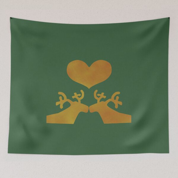 Item preview, Golden Reindeer couple on green - Calm, Sensory-Friendly designed and sold by CreaTwinkles.