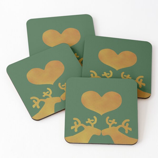 Item preview, Golden Reindeer couple on green - Calm, Sensory-Friendly designed and sold by CreaTwinkles.