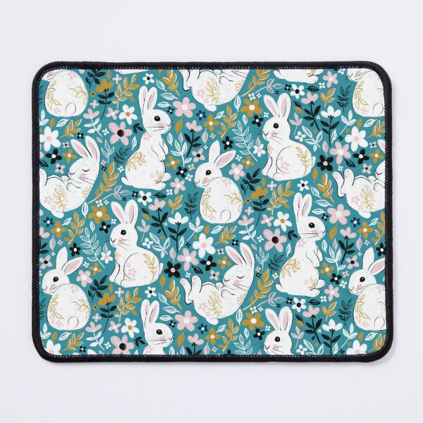 Item preview, White Chalk Bunny Floral on Teal designed and sold by micklyn.