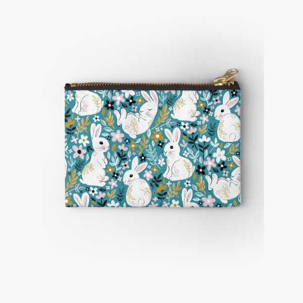 Item preview, White Chalk Bunny Floral on Teal designed and sold by micklyn.