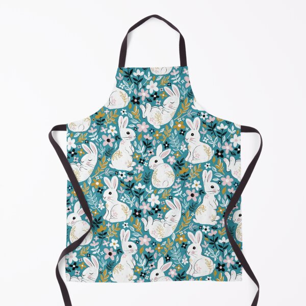 Item preview, White Chalk Bunny Floral on Teal designed and sold by micklyn.