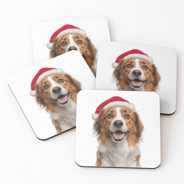 Item preview, Cute Kooikerhondje dog Christmas Art — Kooikerhondje dog Wearing Santa Hat designed and sold by LazyOwlStore.