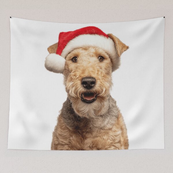 Item preview, Cute Lakeland Terrier Christmas Art — Lakeland Terrier Wearing Santa Hat designed and sold by LazyOwlStore.