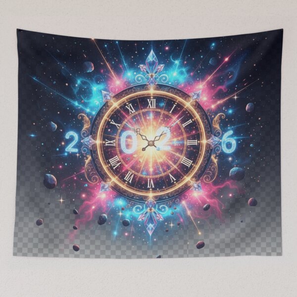 Item preview, Cosmic New Year 2026: Galactic Clock of Celestial Countdown" designed and sold by MonaRose_Art.