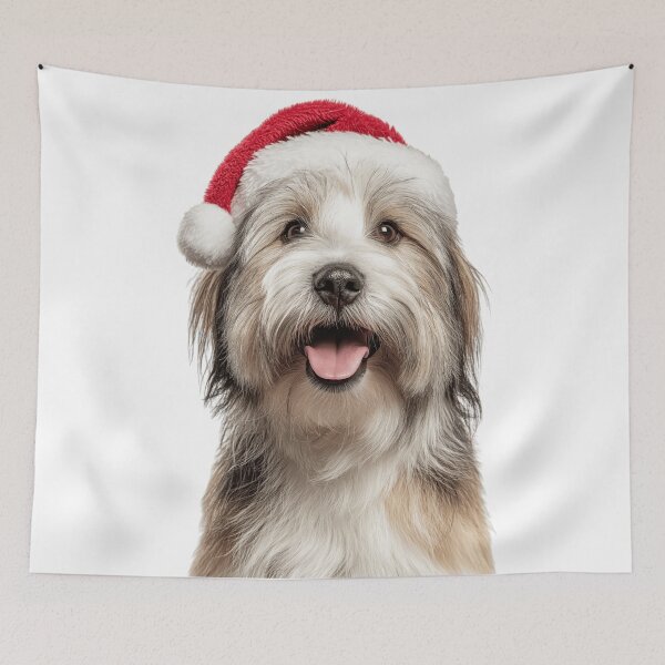 Item preview, Cute Löwchen dog Christmas Art — Löwchen dog Wearing Santa Hat designed and sold by LazyOwlStore.
