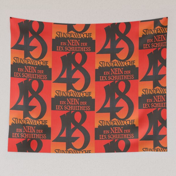 Item preview, Vintage Political Poster | Red & Orange Gradient | 48 Hour Week Art | Labor Movement | Swiss Lex Schulthess Protest designed and sold by artofuniverse.
