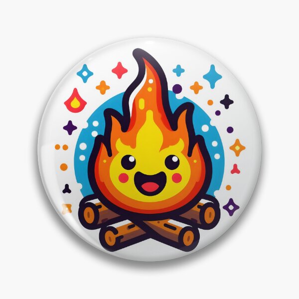 Item preview, Cute Campfire with Happy Flame - Kawaii Outdoor Adventure Art. designed and sold by The-T-In-Retro.