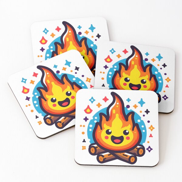 Item preview, Cute Campfire with Happy Flame - Kawaii Outdoor Adventure Art. designed and sold by The-T-In-Retro.