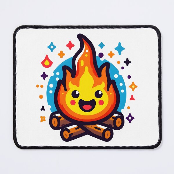 Item preview, Cute Campfire with Happy Flame - Kawaii Outdoor Adventure Art. designed and sold by The-T-In-Retro.
