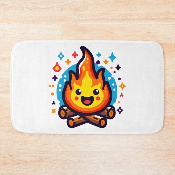 Item preview, Cute Campfire with Happy Flame - Kawaii Outdoor Adventure Art. designed and sold by The-T-In-Retro.