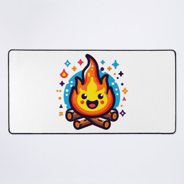 Item preview, Cute Campfire with Happy Flame - Kawaii Outdoor Adventure Art. designed and sold by The-T-In-Retro.