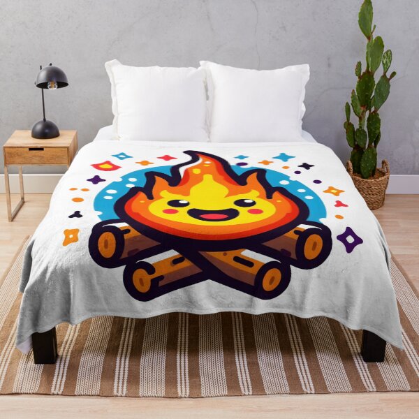 Item preview, Cute Campfire with Happy Flame - Kawaii Outdoor Adventure Art. designed and sold by The-T-In-Retro.