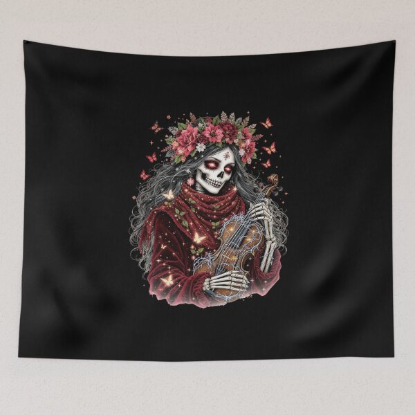 Item preview, Christmas Melody Skeleton Girl | Romantic Gothic Kawaii Christmas Art designed and sold by ColorSplash123.