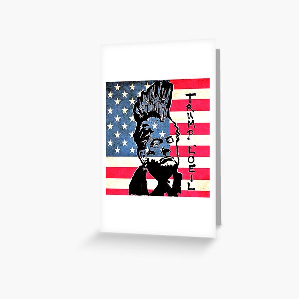 Donald Trump portrait on the USA Flag for Politica UK Greeting Card