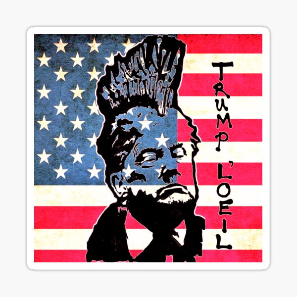 Donald Trump portrait on the USA Flag for Politica UK Sticker