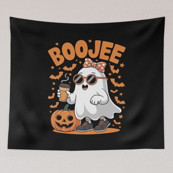 Item preview, Boo Jee Ghost With Coffee Coquette Bow Halloween Women Girl  6  designed and sold by GGrizeldaRivas.