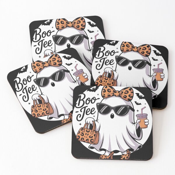 Item preview, Boo JEE Ghost with Coffee Coquette Bow Halloween Women Girl copy designed and sold by GGrizeldaRivas.