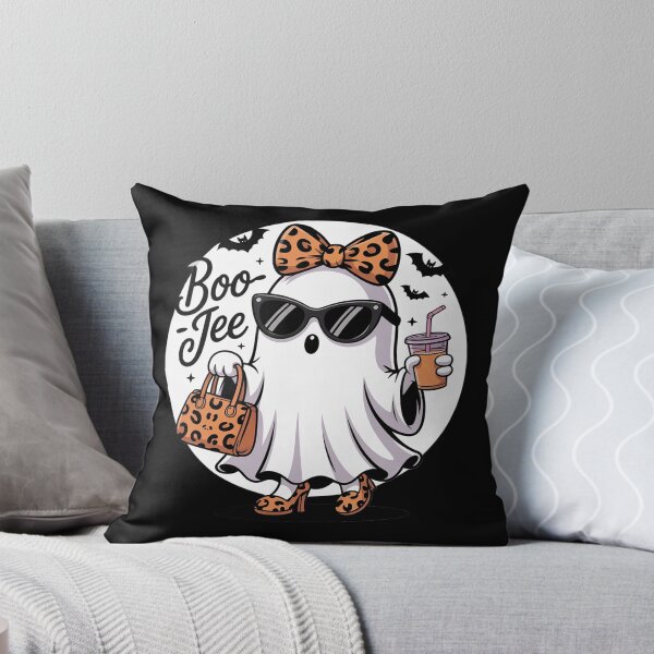 Item preview, Boo JEE Ghost with Coffee Coquette Bow Halloween Women Girl copy designed and sold by GGrizeldaRivas.