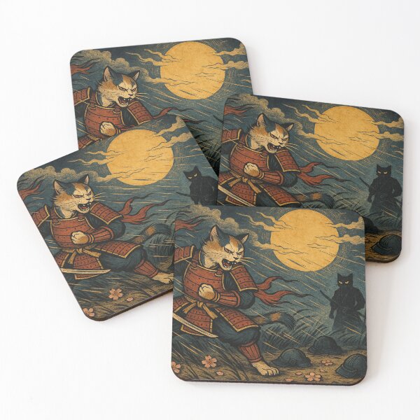 Item preview, Moonlit Clash: Calico Samurai Faces Destiny designed and sold by ポチDX.
